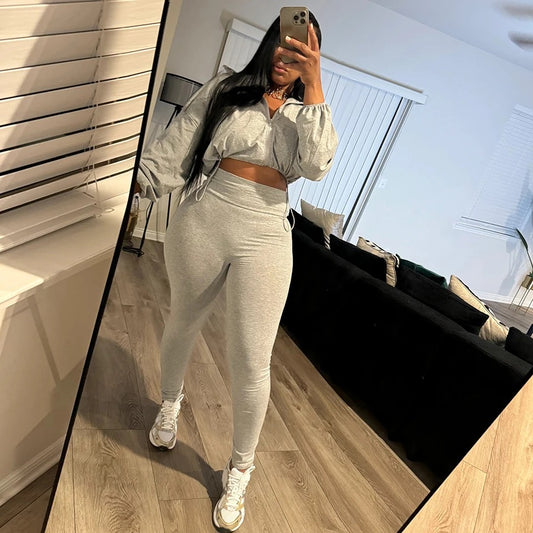 Stretchy lounge 2pc set gray