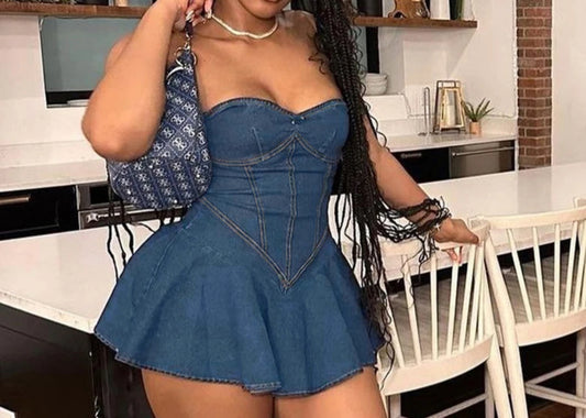 Denim ruffle dress